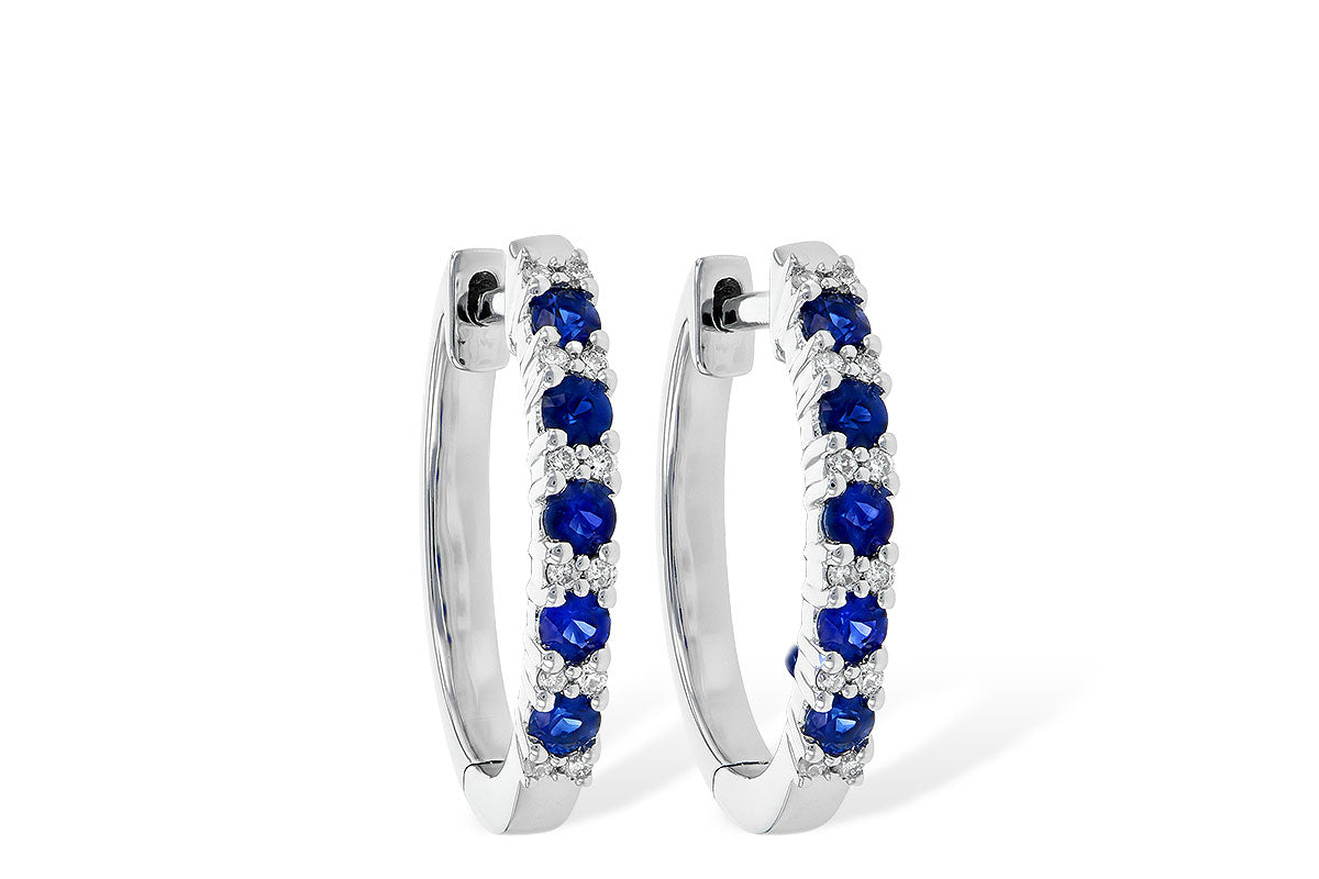 Sapphire and Diamond Hoop Earrings