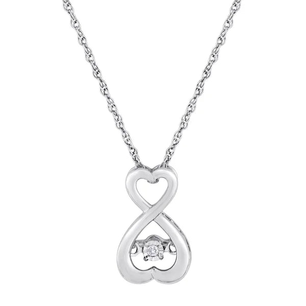 Sterling Silver Double Heart Shimmer Pendant