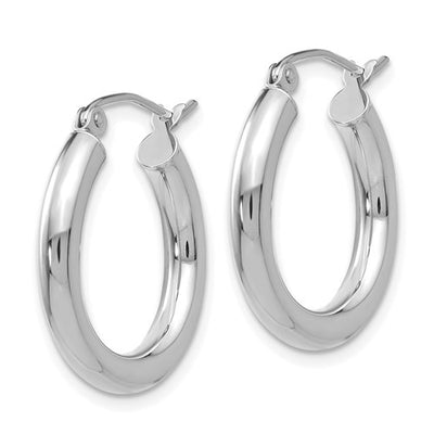 14kt White gold round hoops