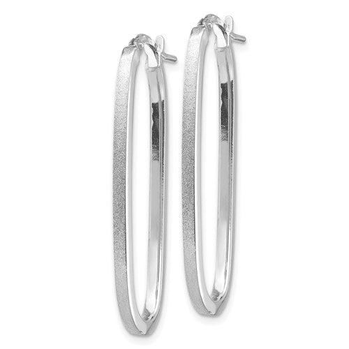 White Gold Oblong Hoop Earrings