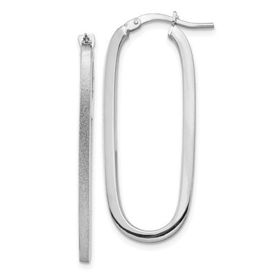 White Gold Oblong Hoop Earrings